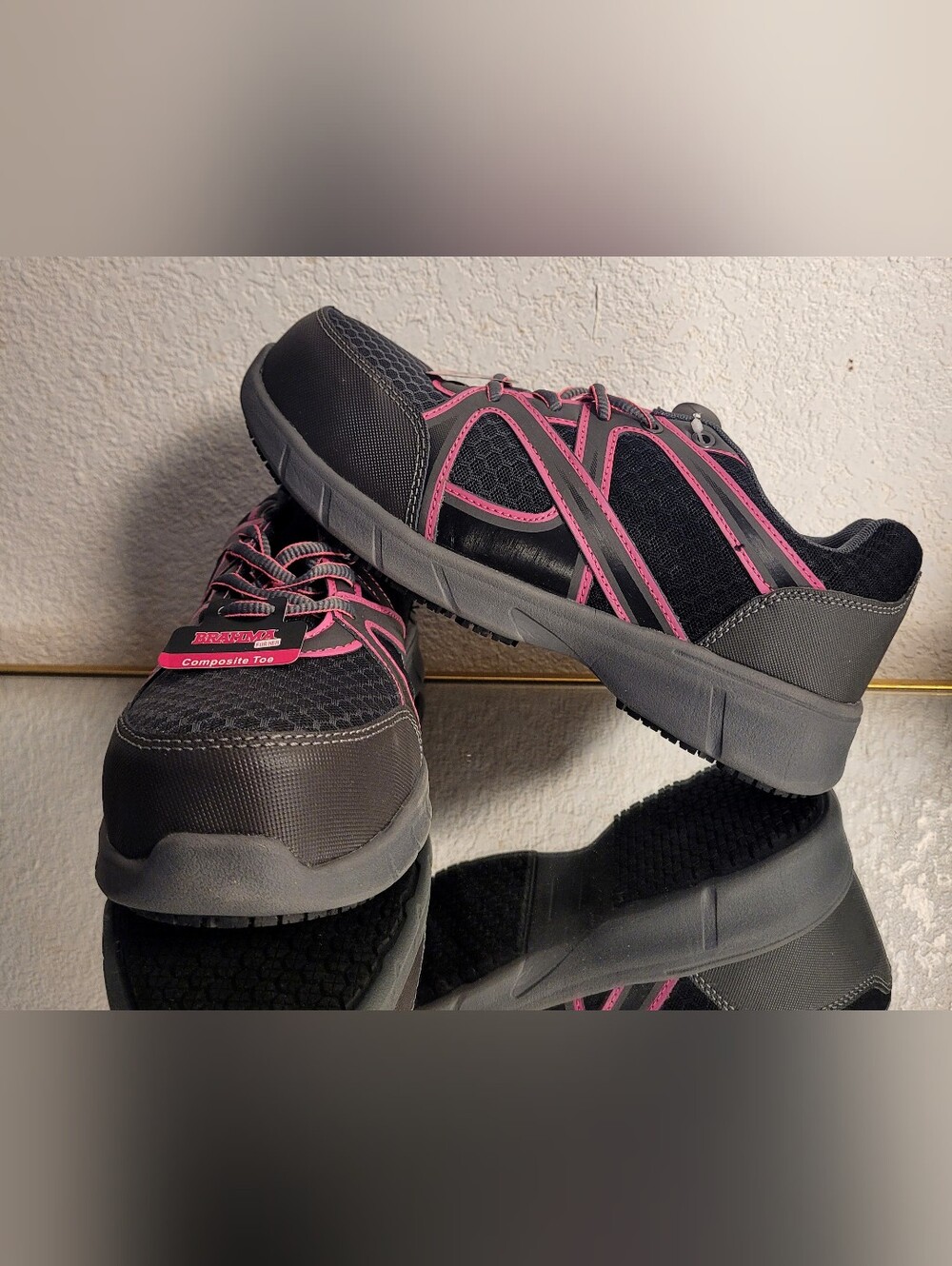 Brahma Black and Pink Women's Athletic Work Shoes